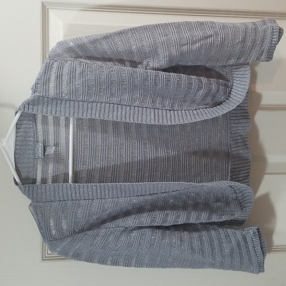 Vanity Gray metallic shrug top womens size Large